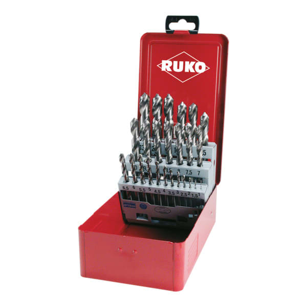RUKO - Spiralbohrersatz HSS-G 25 tlg. in Stahlblechkassette