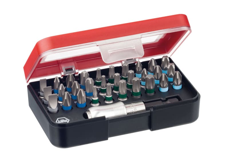 WIHA WERKZEUGE - Bit Set Standard 25 mm gemischt 32-tlg. 1/4'' C6.3 inkl. Box mit Gürtelclip