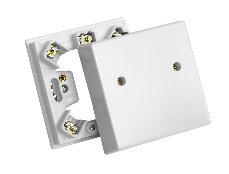 SCHAUM - Herdanschlußdose UP/AP mit Dübelbefestigung, 80x80x42mm weiß