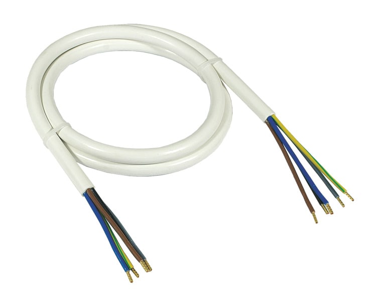 SCHAUM - Herdanschl.-ltg. H05 VV-F5G1.5, 1.5m mit AE + AE, weiß, 10 Stck. gebünd.