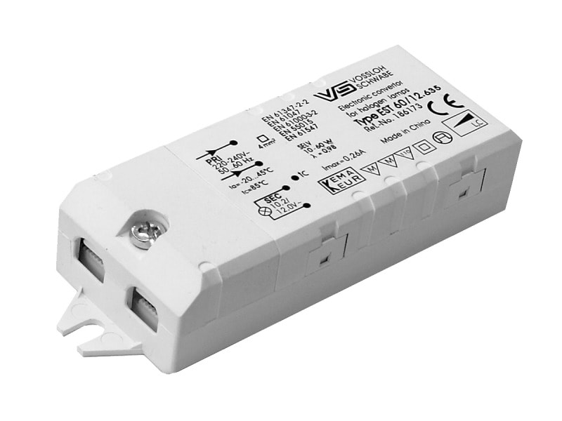 HOUBEN - Elektr. Konverter, 10-60W, weiß 220-240V, sek. 10,2-12V, 22x36x103,5mm EST 60/12.635