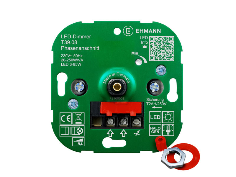EMZ - LED UP-Phasenanschnitt-Dimmer T39.08, für dimmbare LED-Lampen, Druck-Wechsel-Schalter 250W