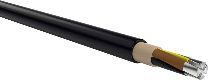 KABEL-LEITUNGEN - PVC-isolierte Starkstromkabel mit Aluminiumleiter und PE-Außenmantel E-AY2Y 4X150 SE BD HD60 SW Fca
