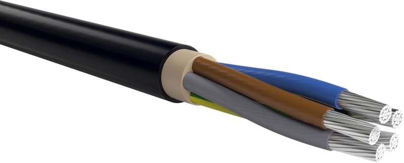 KABEL-LEITUNGEN - PVC-isolierte Kabel mit Aluminiumleiter E-AYY 4X25 RM SW Eca