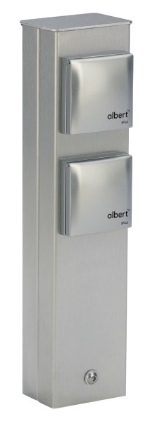 ALBERT - Steckdosensäule, 2-fach, Edelstahl