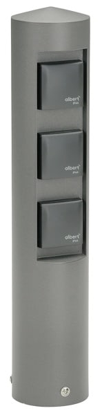 ALBERT - Steckdosensäule, 3-fach, Aluminium, anthrazit, IP 44