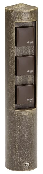 ALBERT - Steckdosensäule, 3-fach, Aluminium, braun-messing, IP 44
