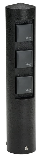 ALBERT - Steckdosensäule, 3-fach, Aluminium, schwarz , IP 44