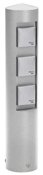 ALBERT - Steckdosensäule, 3-fach, Aluminium, silber, IP 44