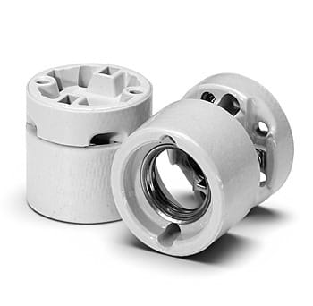 HOUBEN - Fassung,E27,Porzellan,weiß 500V/4A/T210,Schraubklemmen Löcher M4