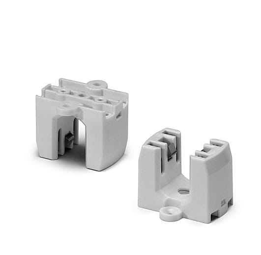 HOUBEN - Aufbaufassung,2GX13,PC,weiß 500V/2A/T110,seitliche Löcher für M3 Einzelsteckkl.