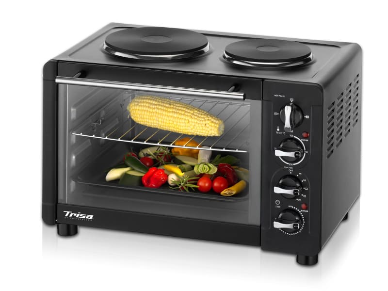 TRISA - Minibackofen 3000W 30L. 60min Timer 2Kochplatten sw