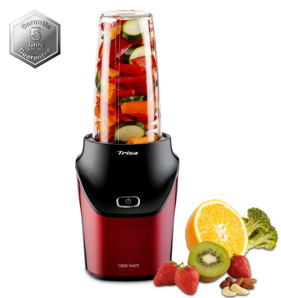 TRISA - Standmixer 1000W 25.000U/min Kunststbeh. 2xBecher rot-sw