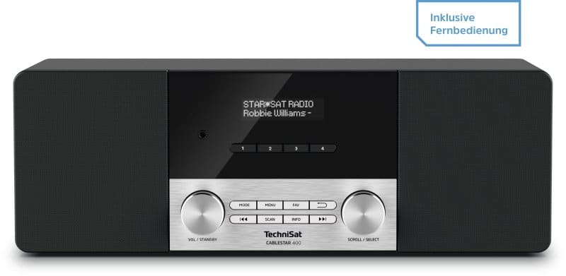 TECHNISAT - Stereoradio DVB/C 2x10W OLED AuxIn Uhr Fernbed. schwarz