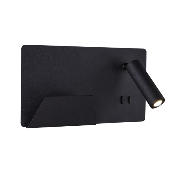 SLV - SOMNILA SPOT Indoor LED Wandaufbauleuchte 3000K schwarz Version links inkl. USB Anschluss