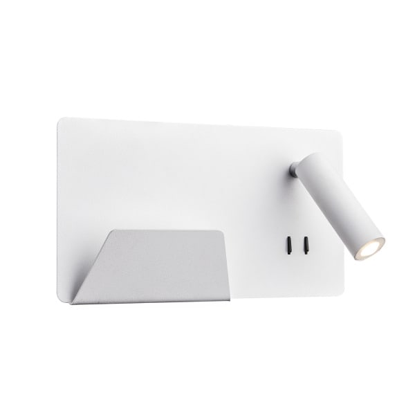 SLV - SOMNILA SPOT Indoor LED Wandaufbauleuchte 3000K weiss Version links inkl. USB Anschluss