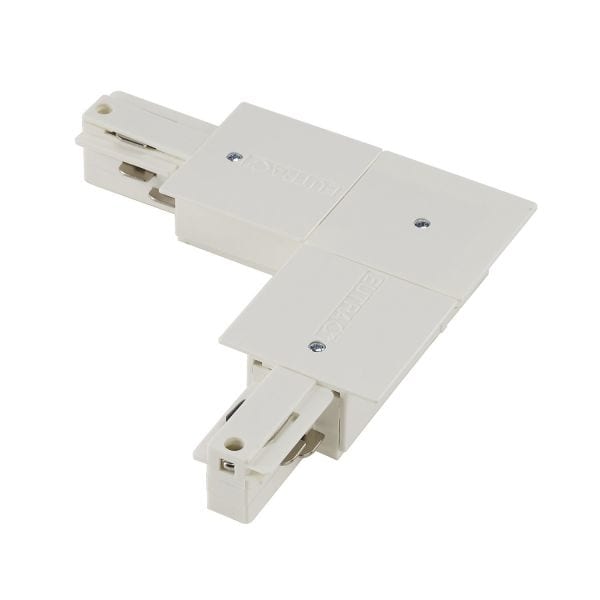 SLV - EUTRAC L-Verbinder mit Einspeisemöglichkeit, für 3-Phasen Einbauschiene, verkehrsweiss, Erde innen