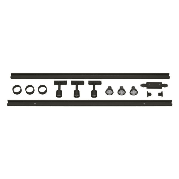 SLV - 1-Phasen Hochvolt-Set 3, schwarz, 2x1m, inkl.3xPURI und LED Leuchtmittel 4,3W