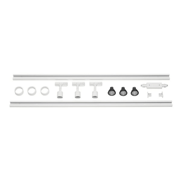 SLV - 1-Phasen Hochvolt-Set 3, weiss, 2x1m, inkl. 3xPURI und LED Leuchtmittel 4,3W