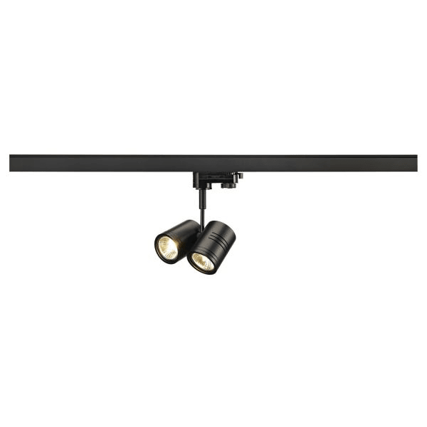 SLV - BIMA II Leuchtenkopf, schwarz, 2xGU10, max. 50W, inkl. 3P.-Adapter