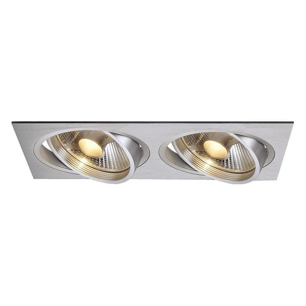 SLV - NEW TRIA II ES111 Downlight, rechteckig, alu brushed, GU10, max. 2x75W, inkl. Clipfedern