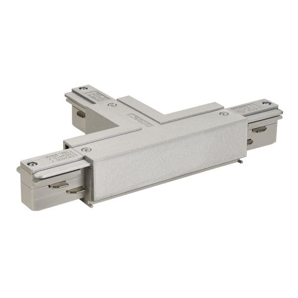 SLV - EUTRAC T-Verbinder mit Einspeisemöglichkeit, Erde links, silbergrau