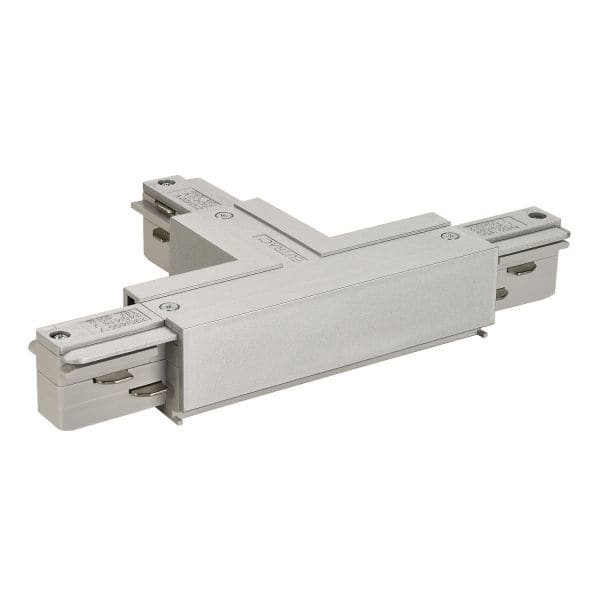SLV - EUTRAC T-Verbinder mit Einspeisemöglichkeit, Erde rechts, silbergrau