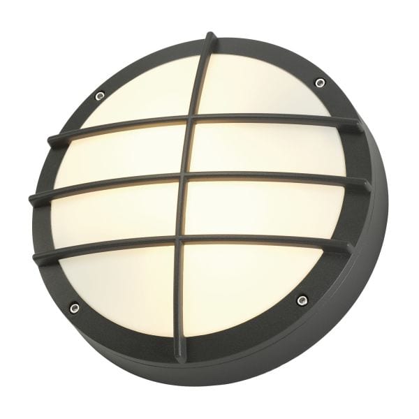 SLV - BULAN GRID Wandleuchte, rund, anthrazit, E27, max. 2x25W, PC Cover