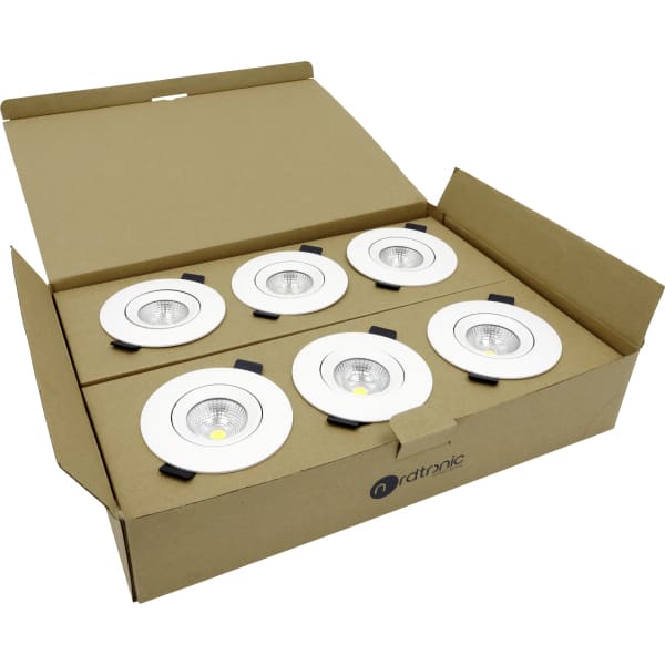 SLV - 6 Stück VELIA, ECO 230V, LED Downlight, 7W 3-stufiger CCT-Schalter IP54, matt weiß/Rund