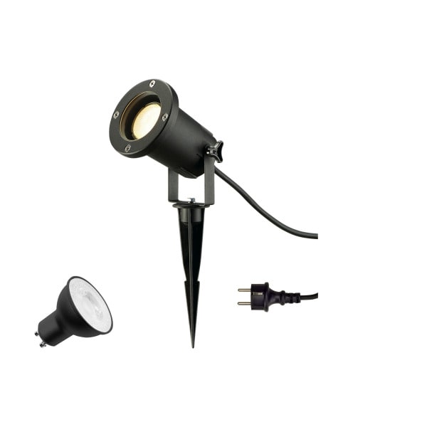 SLV - BIG NAUTILUS LAMP SET, SPIKE, Erdspiessleuchte, inkl. PAR16 GU10, PHASE, 2700 K, 150 cm Anschlusskabel, IP44/IP65, schwarz