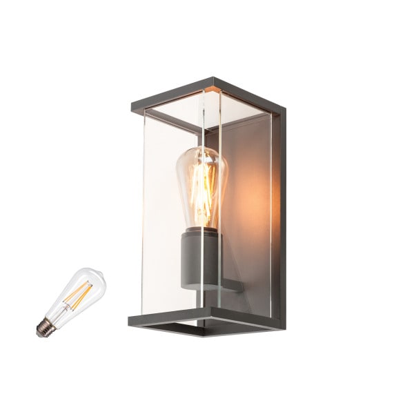 SLV - QUADRULO LAMP SET, WL, Wandaufbauleuchte, Inkl. ST64 E27, PHASE, 2700 K, 320°, anthrazit