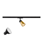 SLV - PURI 2.0 LAMP SET, Dome, 1~ Spot, INKL. PAR16 GU10, 3000 K, GU10, 1 x 6 W, PHASE, 38°, schwarz / goldfarben