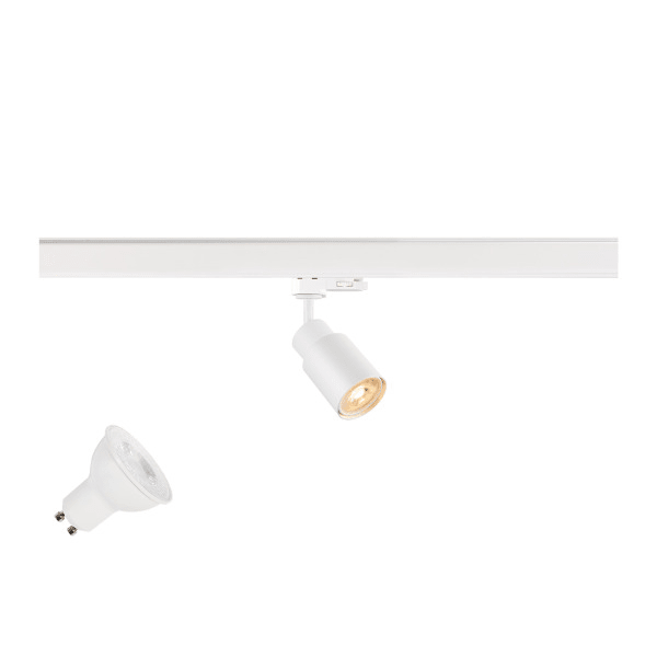 SLV - PURI 2.0 LAMP SET, Tube, 3~ Spot, INKL. PAR16 GU10, 2700 K, GU10, 1 x 6 W, PHASE, 38°, weiß