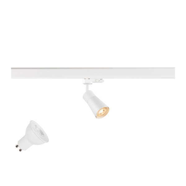 SLV - PURI 2.0 LAMP SET, Cone, 3~ Spot, INKL. PAR16 GU10, 2700 K, GU10, 1 x 6 W, PHASE, 38°, weiß