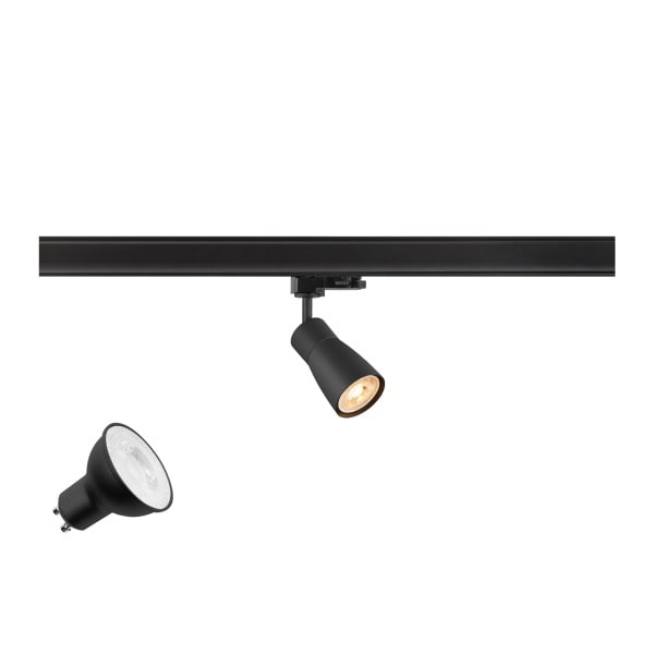 SLV - PURI 2.0 LAMP SET, Dome, 3~ Spot, INKL. PAR16 GU10, 3000 K, GU10, 1 x 6 W, PHASE, 38°, schwarz