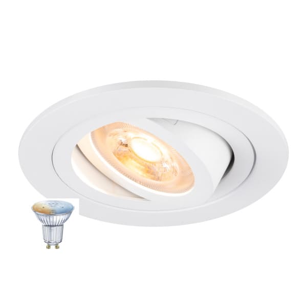 SLV - NEW TRIA® 75 SMART SET, DL, RUND, GU10, PAR16, ZIGBEE, TW, Deckeneinbauleuchte, weiß