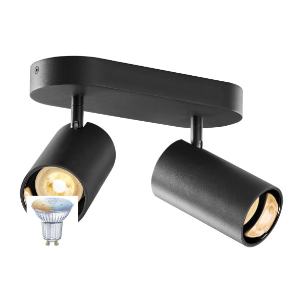 SLV - ASTO TUBE SMART SET, CW, DOUBLE, GU10, PAR16, ZIGBEE, TW, Wand- und Deckenaufbauleuchte, schwarz