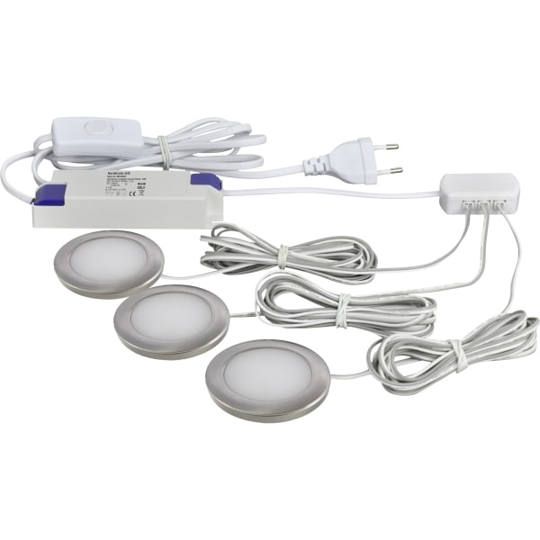 SLV - LINEA LED SET, Unterbauleuchte, rund, 3 X 2,3 W, 2700 K, 350 mA, aluminium gebürstet