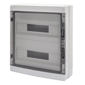 GEWISS - Verteiler AP mit Sichttuer IP65 410x463x140mm 2x18TE mit PE/N Klemmleisten
