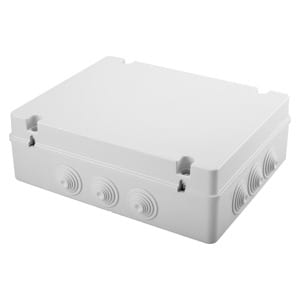 GEWISS - Abzweigkasten 380x300x120mm IP55 mit 12 Kabeltuellen M40 GWT 650°C