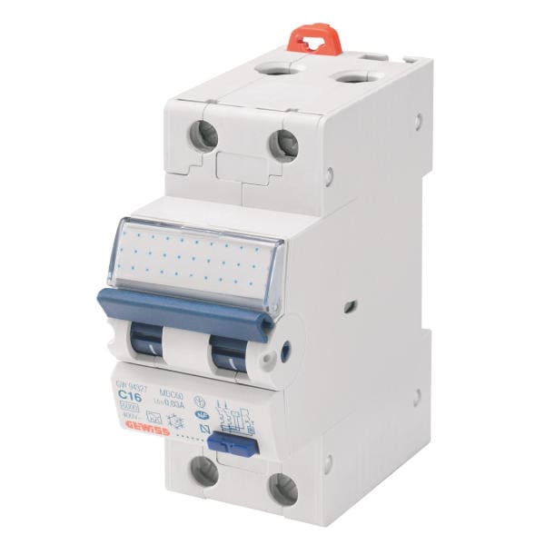 GEWISS - FI/LS-Schalter (RCBO) C-16/0.3A Typ A 6kA 1P+N 2TE