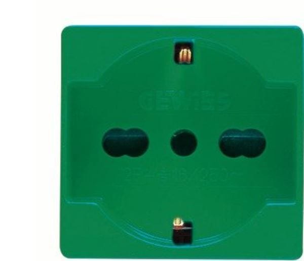 GEWISS - System Steckdose dual 2M 2P+PE 16A P30-17 Italienisch/Deutscher Standard Gruen