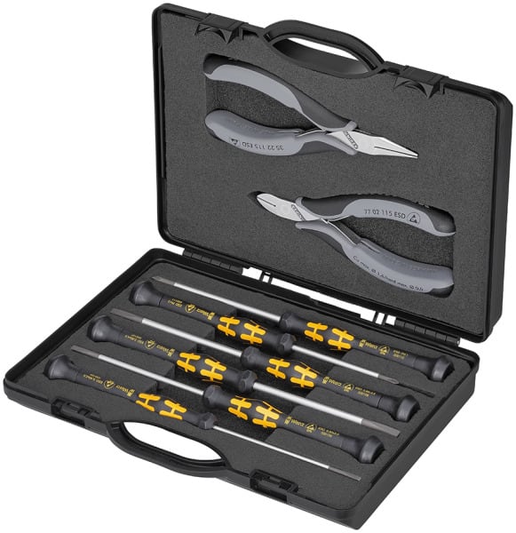 KNIPEX - Elektronikzangen- u. Schraubendreherset, ESD, 8-teilig