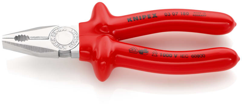 KNIPEX - Kombizange verchromt tauchisoliert, VDE-geprüft 180 mm