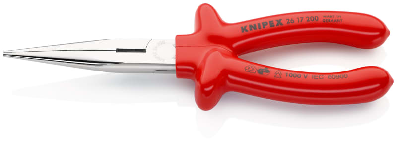 KNIPEX - Flachrundzange mit Schneide gerade 200 mm, getaucht,1000V