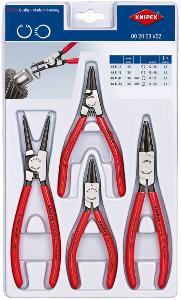 KNIPEX - KNIPEX Sicherungsringzangenset, 4-teilig 4411J1/J2 4611A1/A2