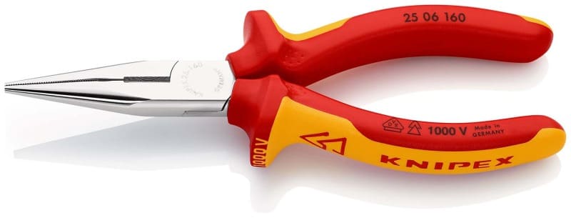 KNIPEX - VDE-Flachrundzange mit Schneide + Befestigungsöse 160 mm, SB
