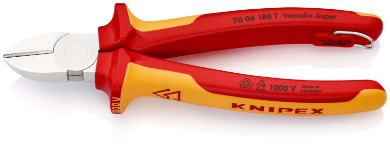 KNIPEX - VDE Seitenschneider verchromt 180 mm, mit Öse