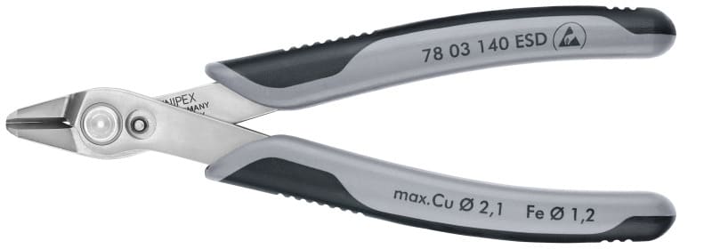 KNIPEX - Electronic Super Knips® XL ESD mit 2-K Griffhüllen 140mm, SB