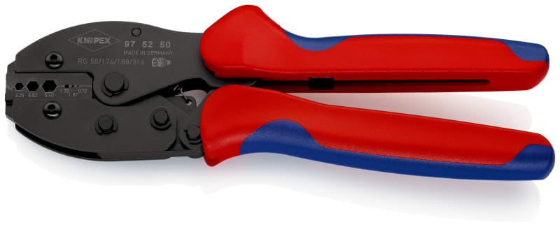 KNIPEX - Crimpzange PreciForce® 220 mm, KOAX RG 58/174/188/316, SB
